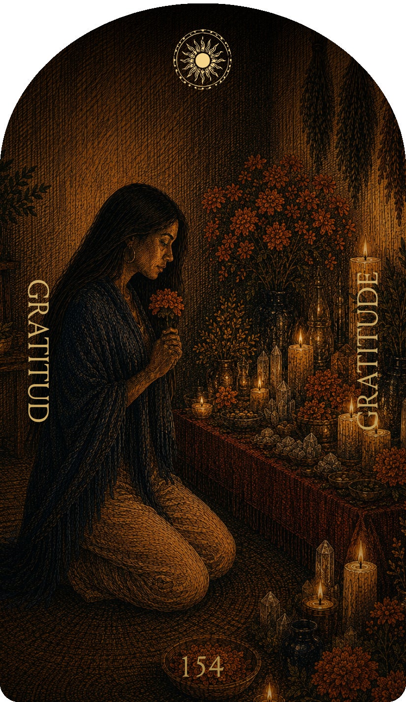 Gratitude (Gratitud), card 154 — an Enjoy card from the Flower & Song Oracle