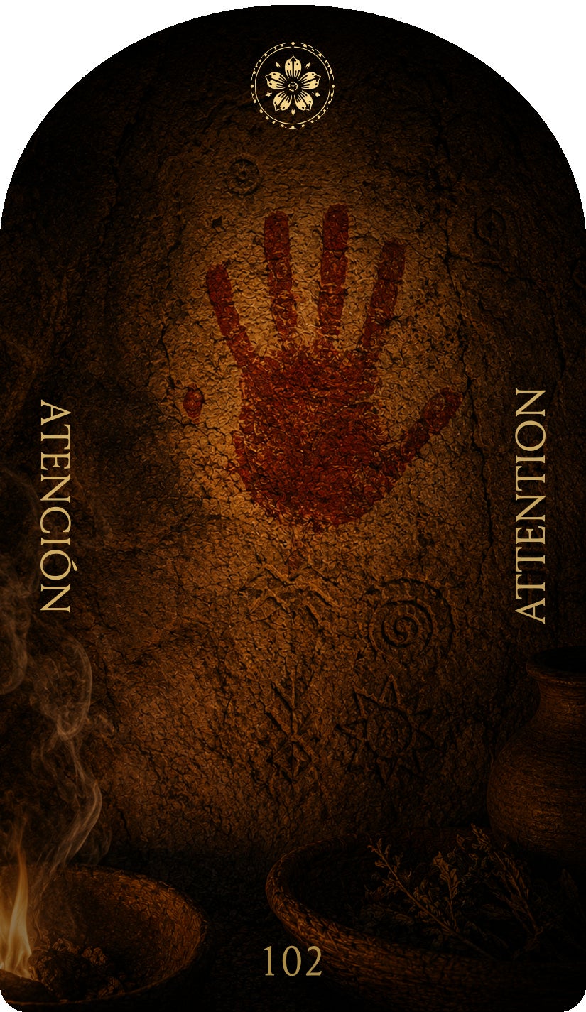 Attention (Atención), card 102 — a Focus card from the Flower & Song Oracle