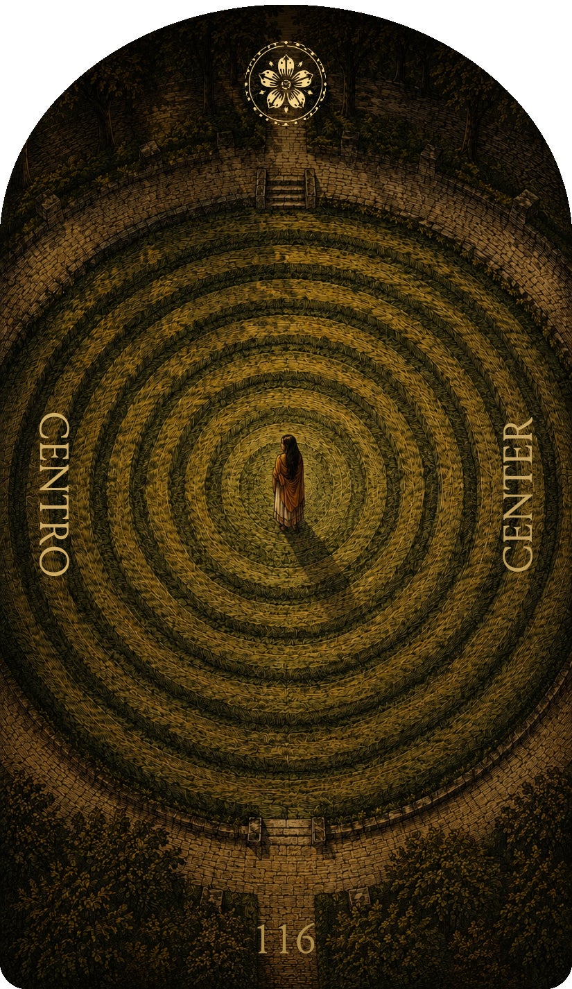 Centro, carta 116: una carta del camino Focus del oráculo Flower & Song