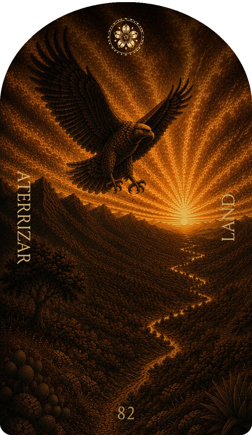Land (Aterrizar), card 82 — a Focus card from the Flower & Song Oracle