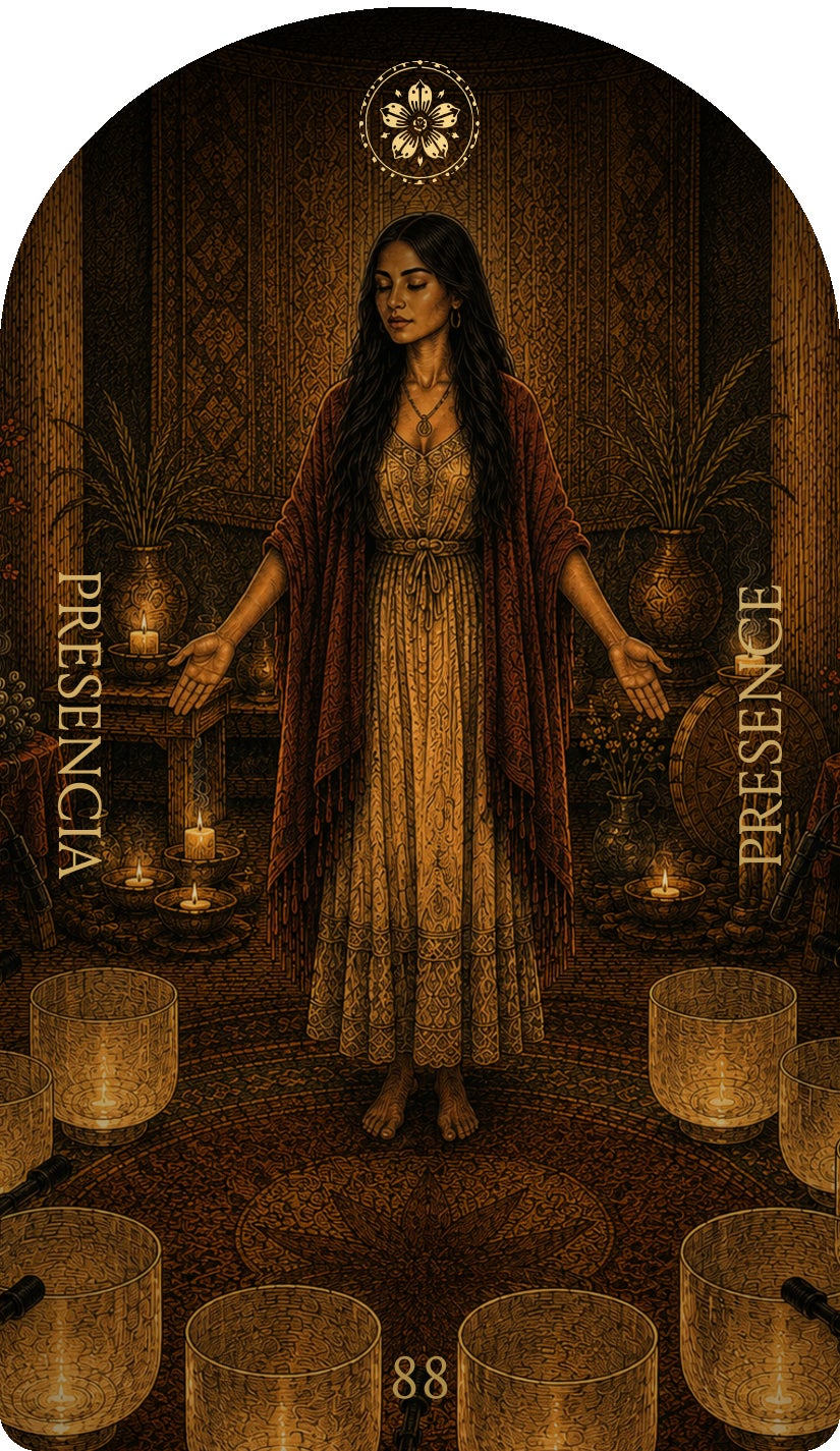 Presence (Presencia), card 88 — a Focus card from the Flower & Song Oracle