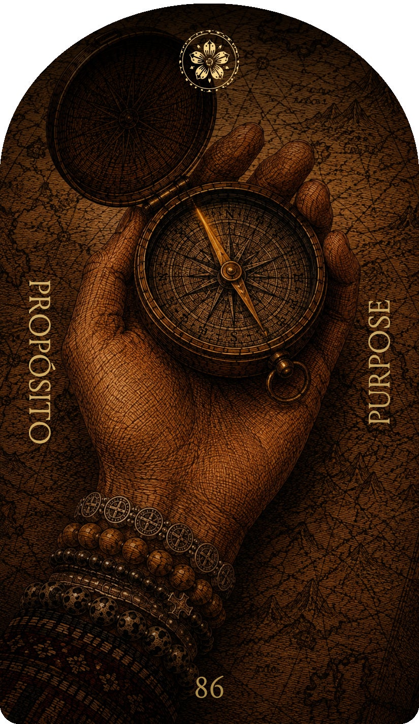 Purpose (Propósito), card 86 — a Focus card from the Flower & Song Oracle