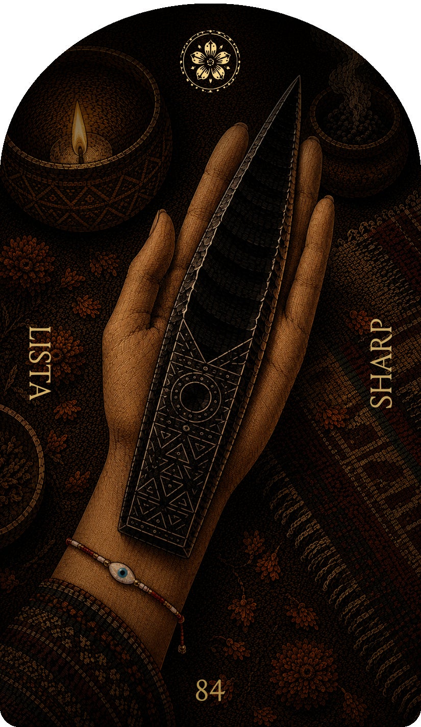 Sharp (Lista), card 84 — a Focus card from the Flower & Song Oracle