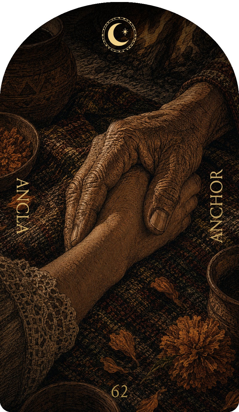Anchor (Ancla), card 62 — a Rest card from the Flower & Song Oracle