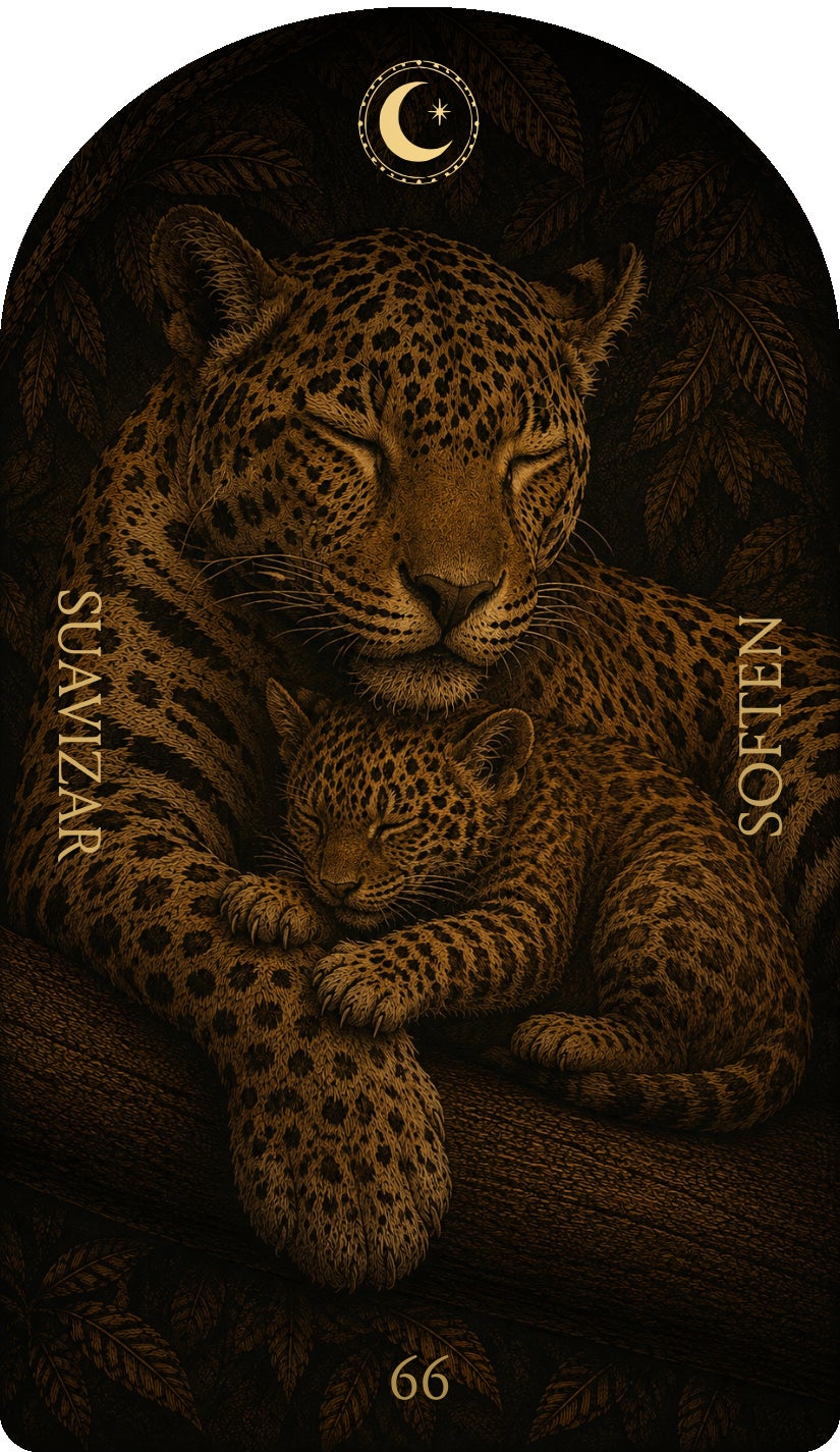 Soften (Suavizar), card 66 — a Rest card from the Flower & Song Oracle