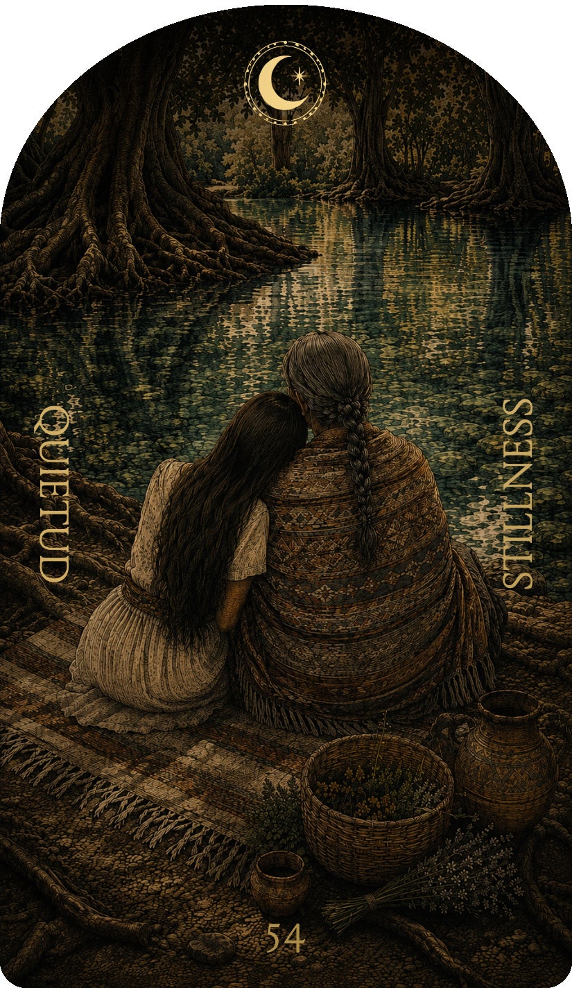 Quietud, carta 54: una carta del camino Rest del oráculo Flower & Song